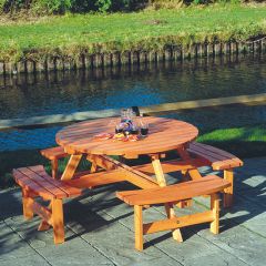 Round Timber Picnic Table