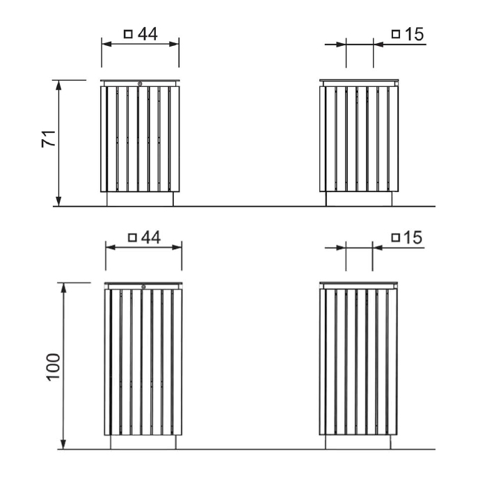 Urbanis Quadrat Timber Litter Bin