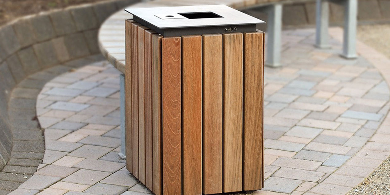 Urbanis Quadrat Timber Litter Bin