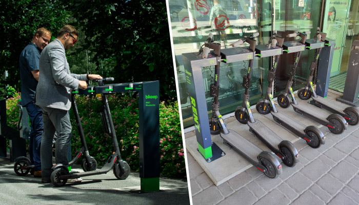 bikeep smart bike rack syncs with your phone to lock your bicycle safely