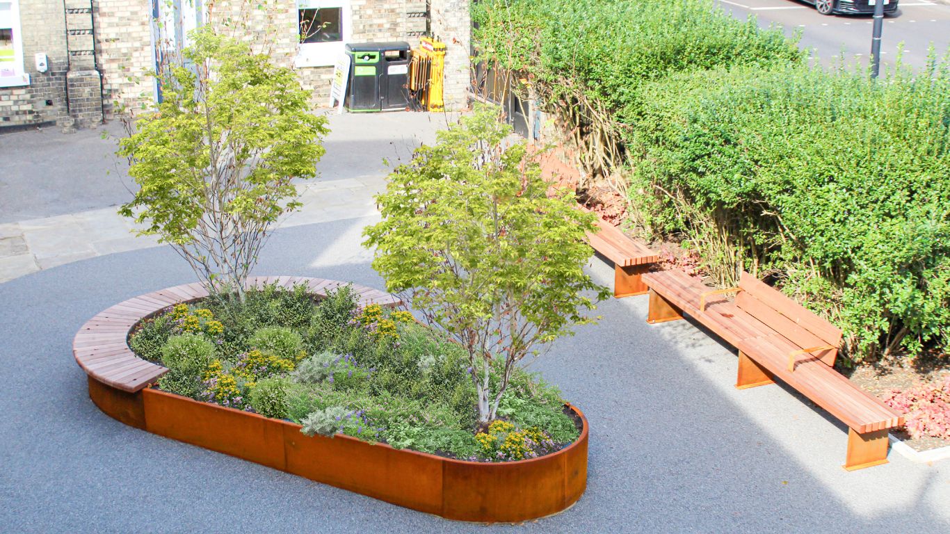 Channing shoocl london corten planters and seating